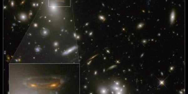 Gravitational LensIng Around Abell 68 Creates A Cartoon Of A Space Invader