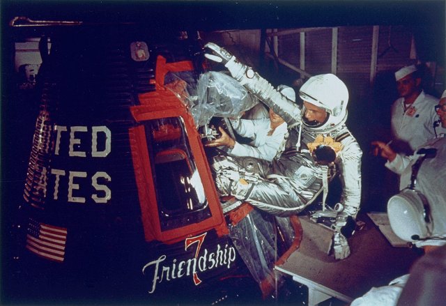 John Glenn boarding Friendship 7 on February 20, 1962