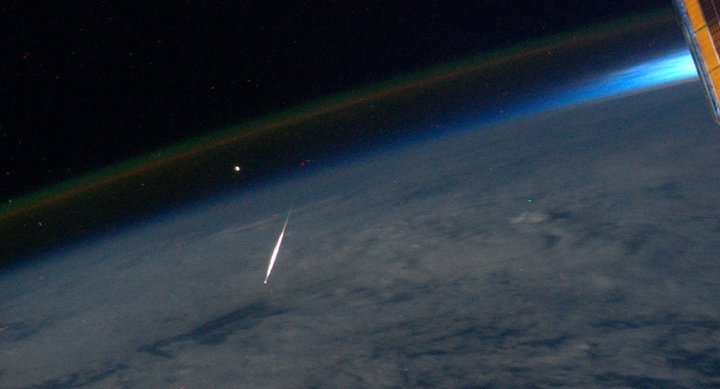 a meteorite observed from the ISS, looking down