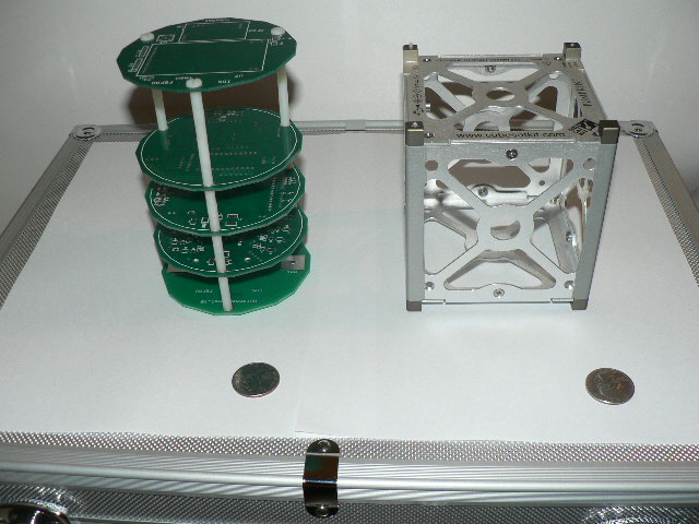 Tubesat next to Cubesat