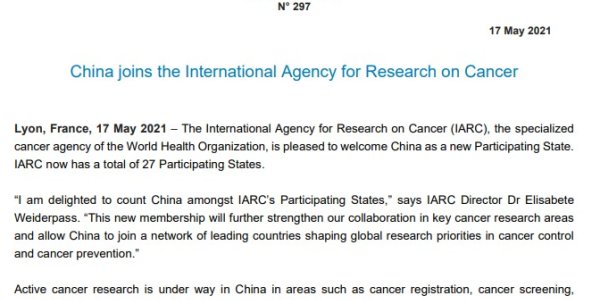 China Joins Russia And Iran At IARC - And That Means The IARC Agenda Will Be Even More Regressive